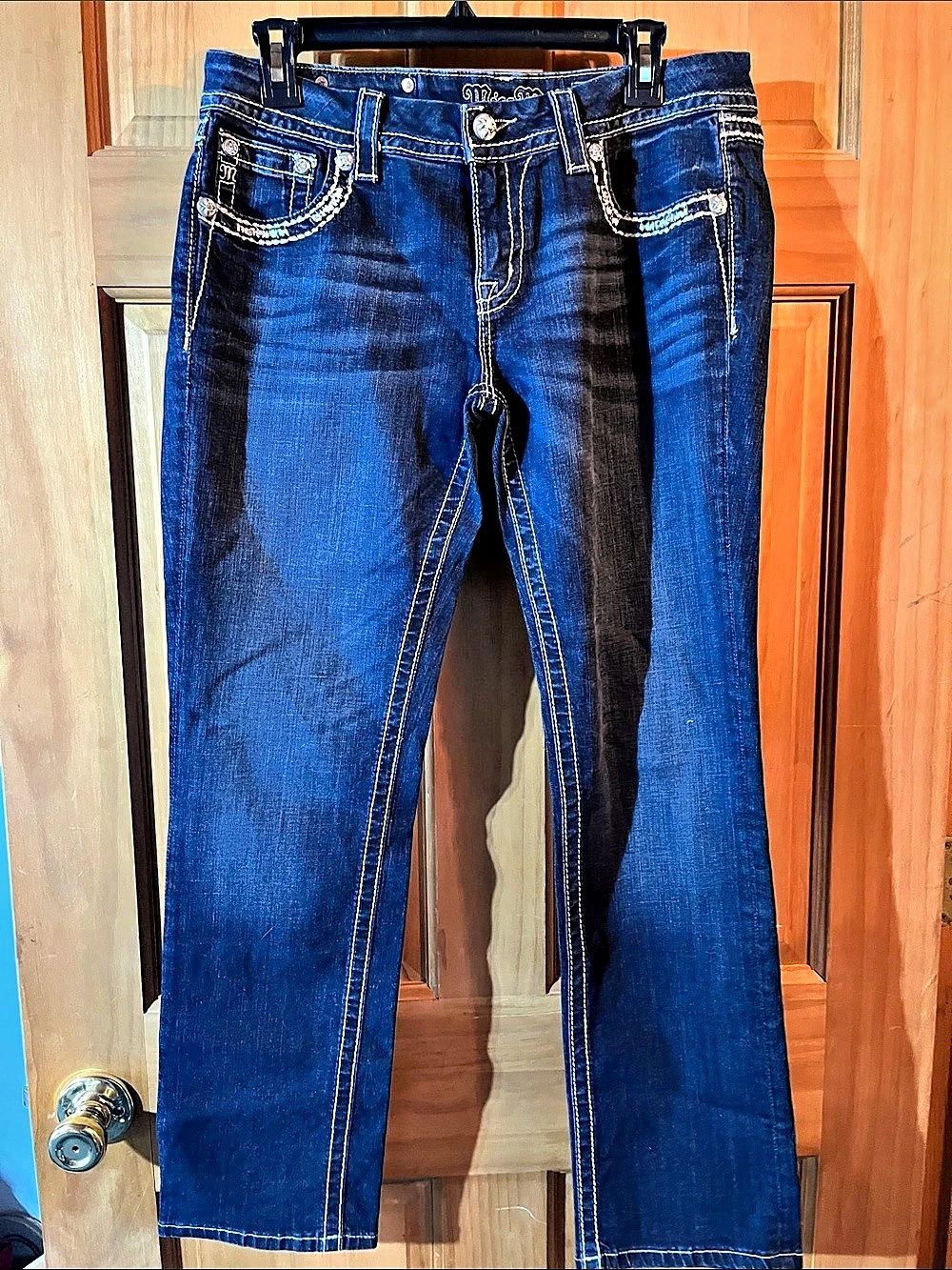Miss Me Mid-Rise Easy Crop Jeans Boot Cut Jeans Blue Waist 29